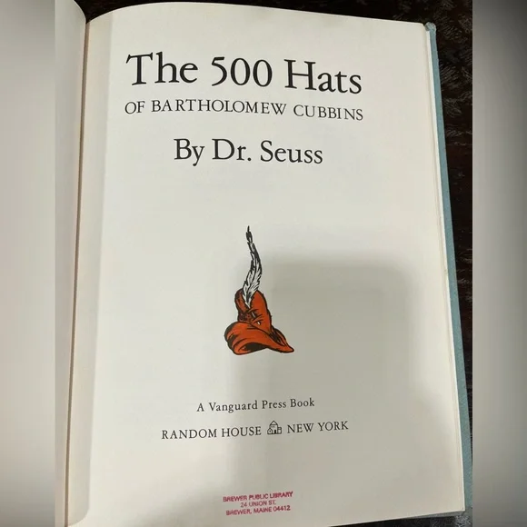 VINTAGE RARE COPY of DR. SUESS’S ‘THE 500 HATS of BARTHOLOMEW CUBBINS’ BOOK
